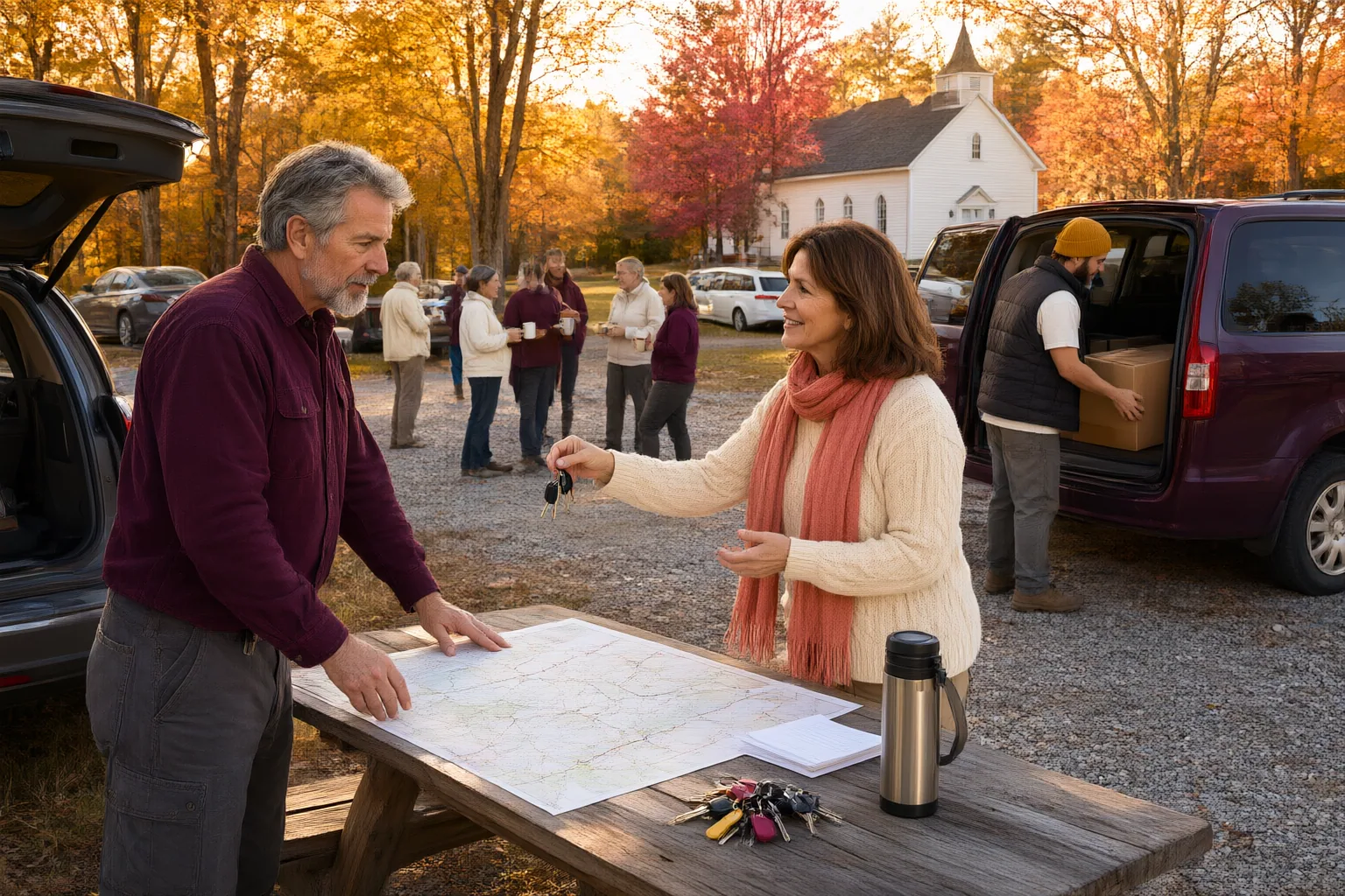 Editorial scene showing practical next steps for How Congregations Can Reduce Transportation Barriers for Rural Justice Programs
